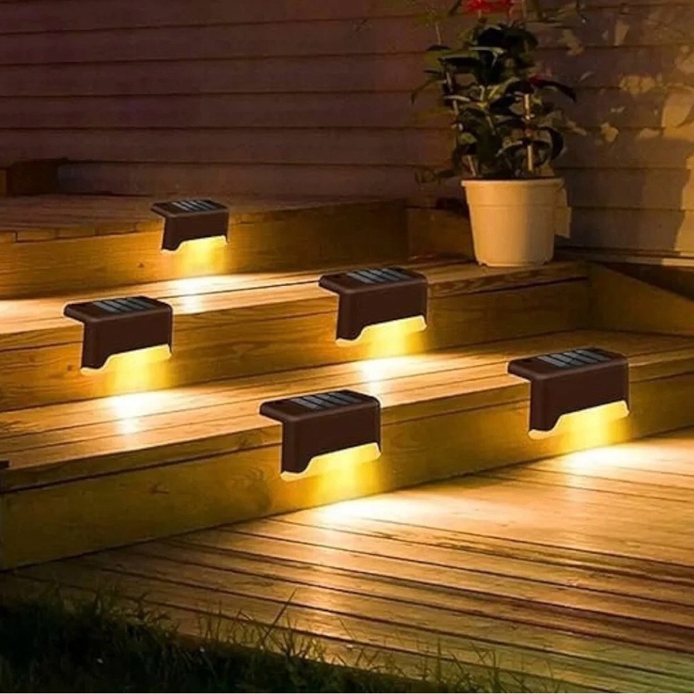 Solar Step Lights Pack — Brown Outdoor LED Stair Lanterns